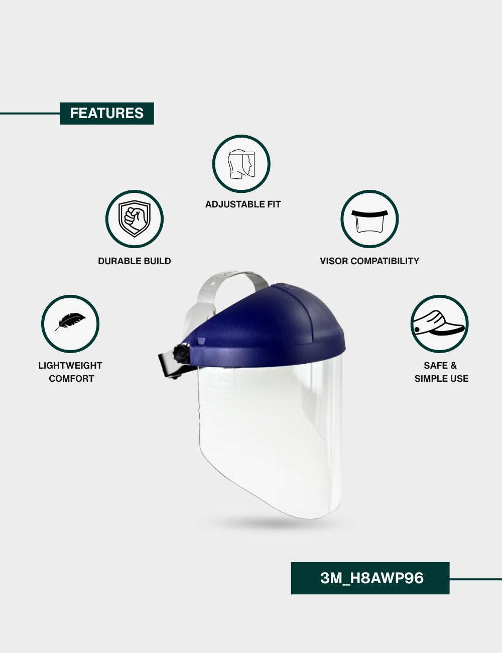 Clear Complete Faceshield with Ratchet Adjustment | 3M H8A+WP96