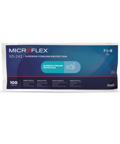 Ansell 93-243 Microflex Extra Long Nitrile Disposable Gloves