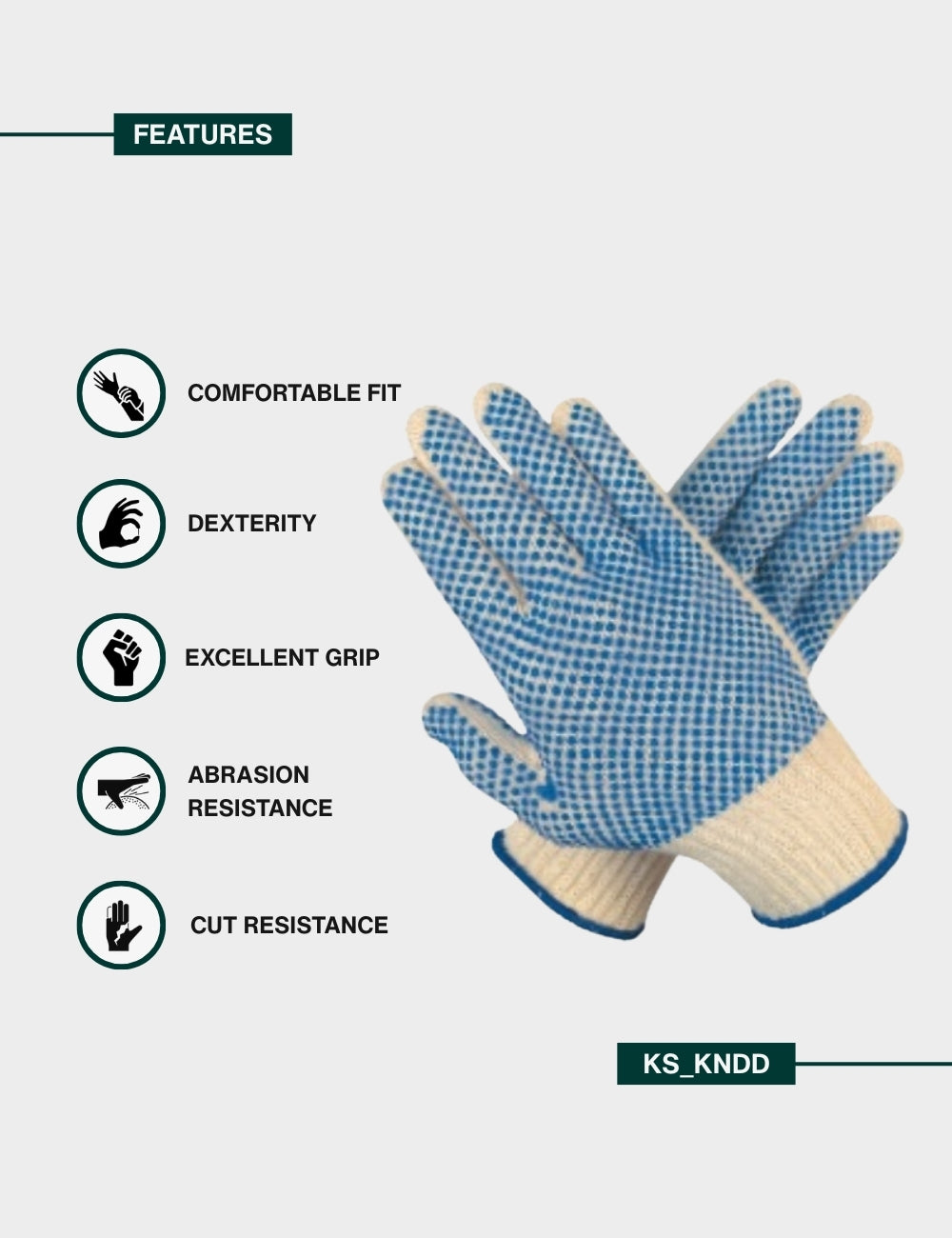 Double Side PVC Dotted Cotton Hand Gloves | KNDD
