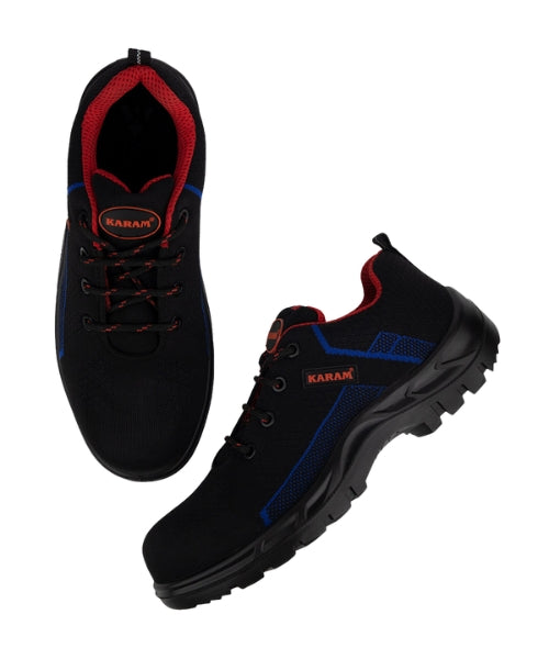 Blue Sporty Safety Shoes with Fiber Toe|Karam FS204 (FWSAMN)
