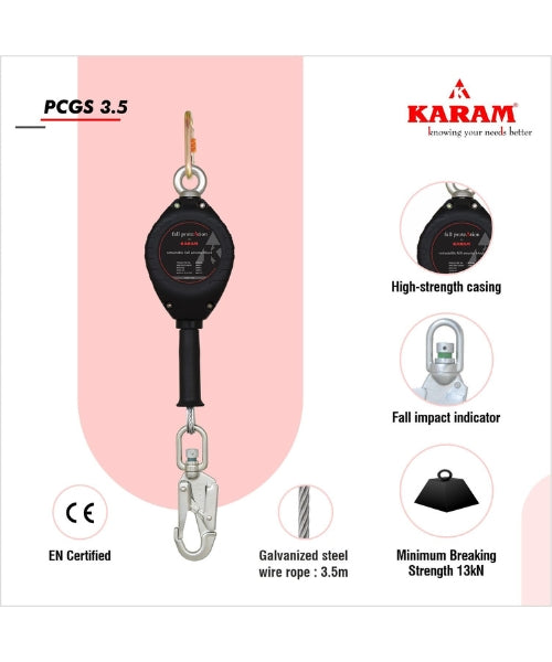 Retractable Galvanized Steel Cable Fall Arrester Block | Karam PCGS