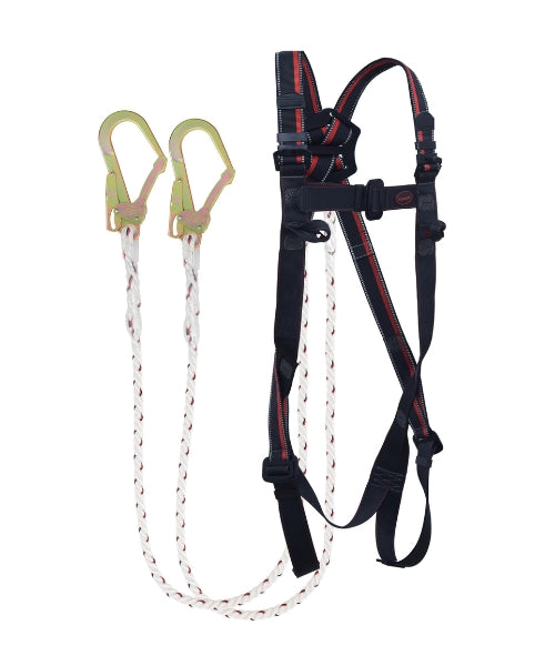 Adjustable Full Body Harness with Double Polyamide Lanyard and Hooks | Karam PN22(PN206D)(000_131)(2.0M)