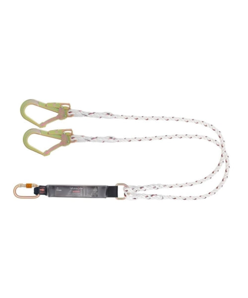 Double 2m Polyamide Rope Energy Absorbing Lanyard with Hooks | Karam PN351(2.0M)