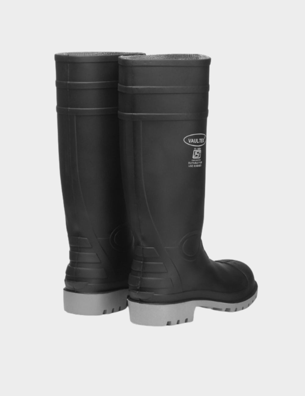 PVC Black and Grey Steel Toe Gum Boots