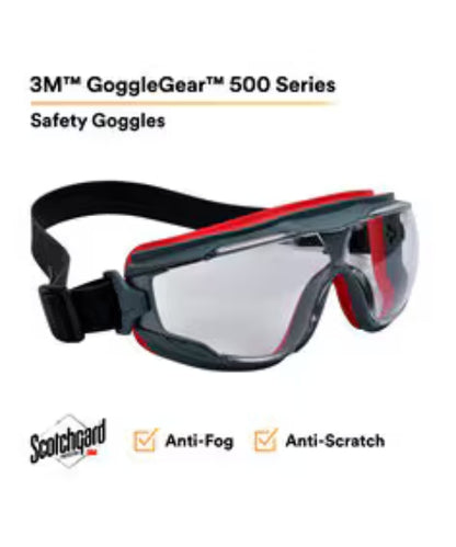 Clear Premium Scotchguard Safety Goggles with Neoprene Strap | 3M GG501NSGAF