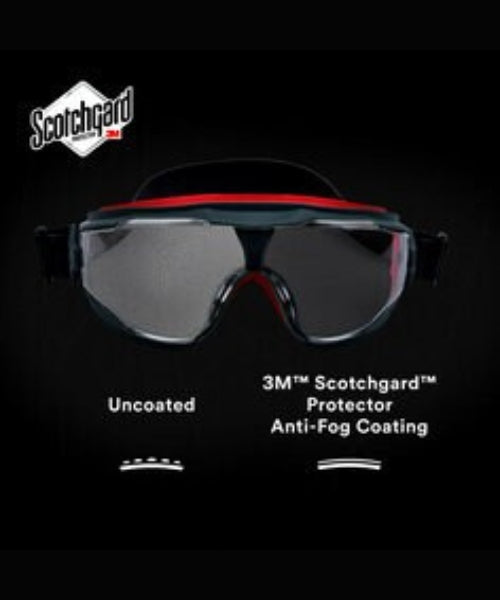 Clear Premium Scotchguard Safety Goggles with Neoprene Strap | 3M GG501NSGAF