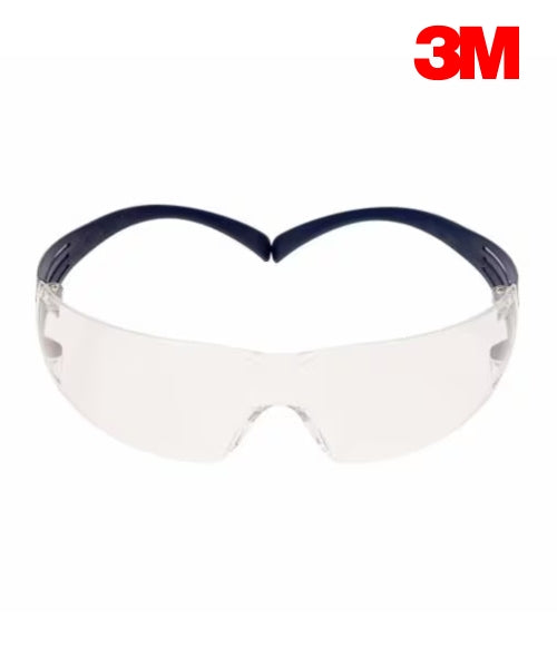 Clear Scotchguard Safety Spectacles with Blue Temples | 3M SF201SGAF-BLU