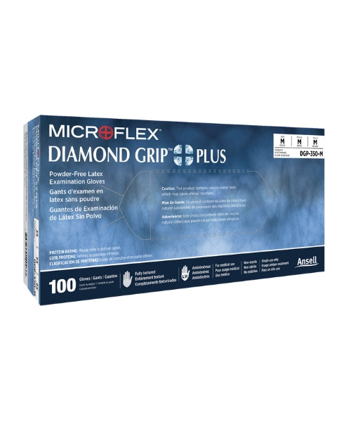 Disposable Latex Exam Gloves|Ansell Diamond Grip Plus