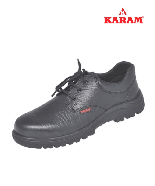 Black Leather Single Density Steel Toe Safety Shoes | Karam FS-05BL