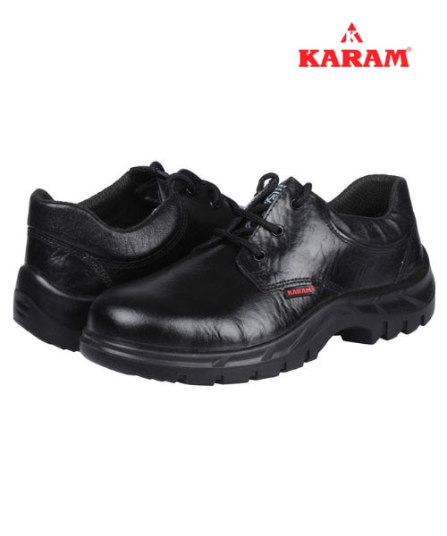 Black Leather Single Density Steel Toe Safety Shoes | Karam FS-05BL