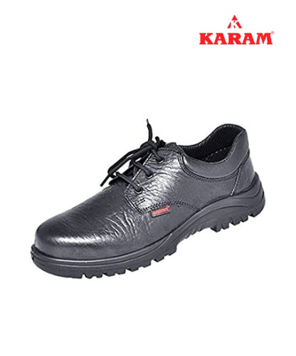 Black Leather Single Density Steel Toe Safety Shoes | Karam FS-05BL