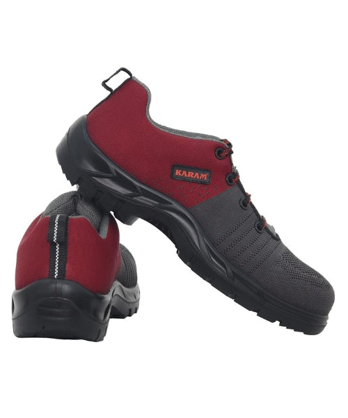 Flytex Red and Grey Fibre Toe Safety Shoes | Karam FS-213