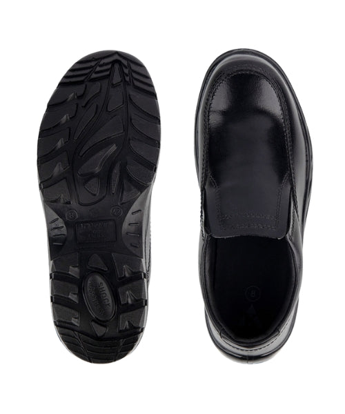 Black Executive Type Slip-On Safety Shoes with Fiber Toe|Karam FS73BL (FKSAMN)