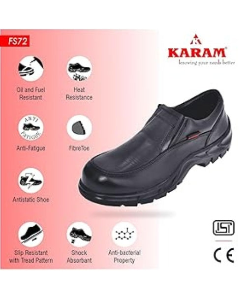 Black Executive Type Slip-On Safety Shoes with Fiber Toe|Karam FS73BL (FKSAMN)