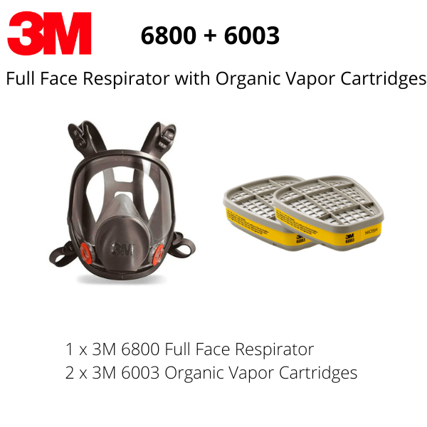 3M 6800 Full Face Respirator with a pair of 6003 Organic Vapor Cartridges