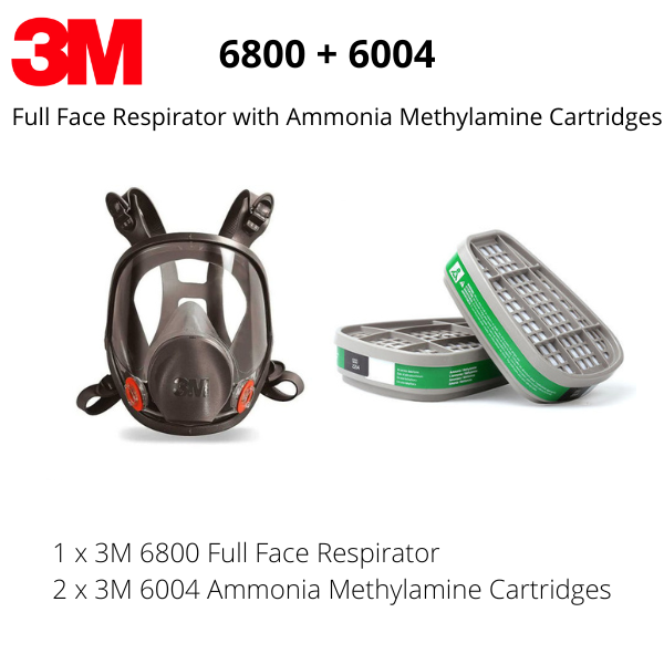 3M 6800 Full Face Respirator with a pair of 6004 Ammonia Methylamine Cartridges