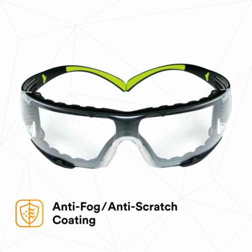 3M SF401AF-FM SecureFit 400-Series Foam Clear Anti-Fog Protective Eyewear