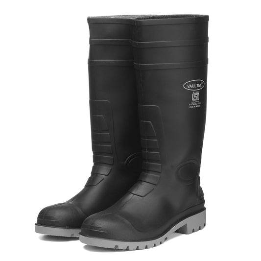 Vaultex Black PVC Super Safety Gum Boots with Steel Toe (ISI Marked)