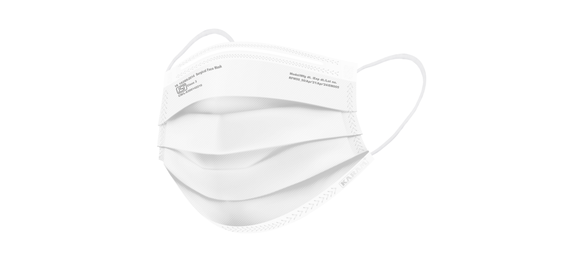 Karam RFM50 K-Air 3 Ply Melt blown Disposable Surgical Face Mask With Nose Clip (Pack of 50)