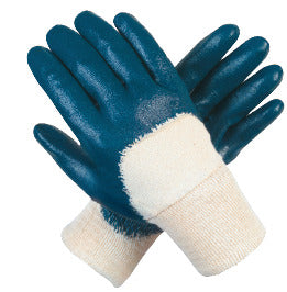 Hosiery Glove with knit cuff and blue nitrile coating (IGTECR)